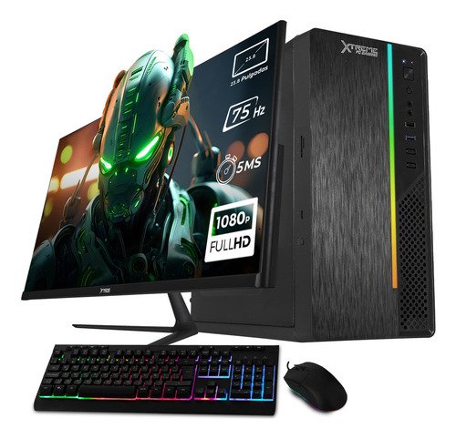 Xtreme Pc Gaming Computadora Intel Core I5 12400 16gb Ssd 500gb Monitor 23.8 75hz Wifi Black - $ 8,799