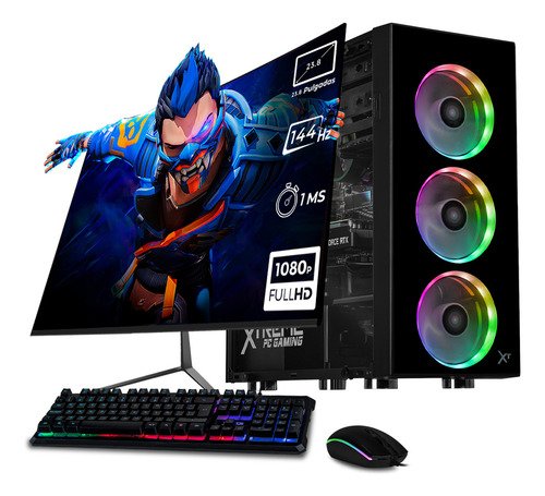 Xtreme Pc Gaming Geforce Rtx 3050 Amd Ryzen 5 5500 16gb Ssd 1tb Monitor 23.8 144hz Wifi Black - $ 12,899