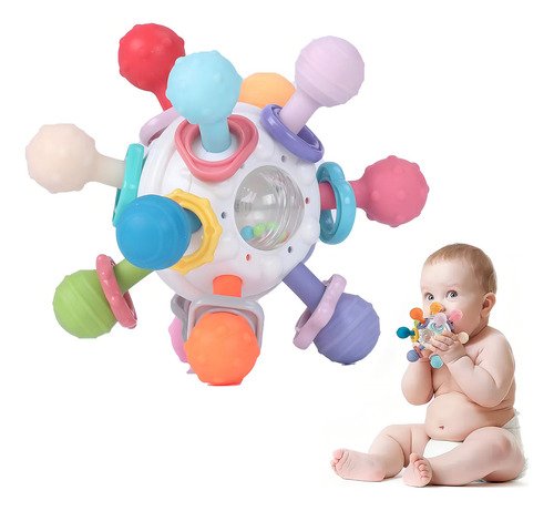 Juguete Sonaja Bebe Mordedera Sensorial Estimulación Color Blanco - $ 135.02