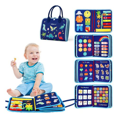 Juguete Tablero Montessori Sensorial Ocupado Educativos Niño Azul - $ 228