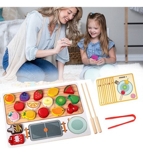 Neovista Juguete Educativo de Madera para Niños Pequeños | Juego Sensorial con Frutas y Palillos | Ideal para Bebés +3 Años | Juguetes de Aprendizaje Temprano Manual y Cognitivo - $ 179.1