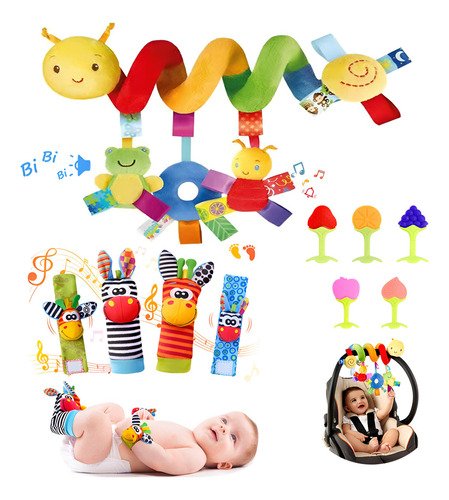 Peluche Sonaja Juguete Espiral Para Bebe Carriola Cuna 11pcs - $ 214.93